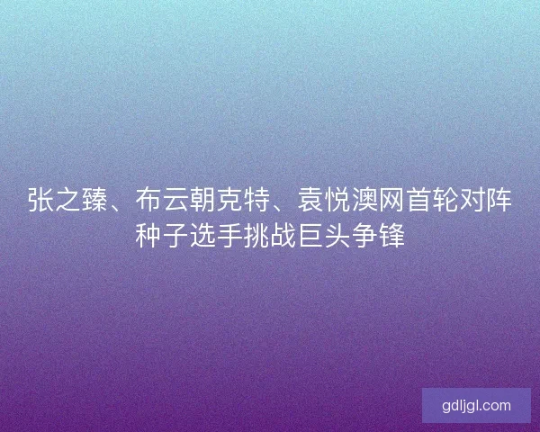 张之臻、布云朝克特、袁悦澳网首轮对阵种子选手挑战巨头争锋